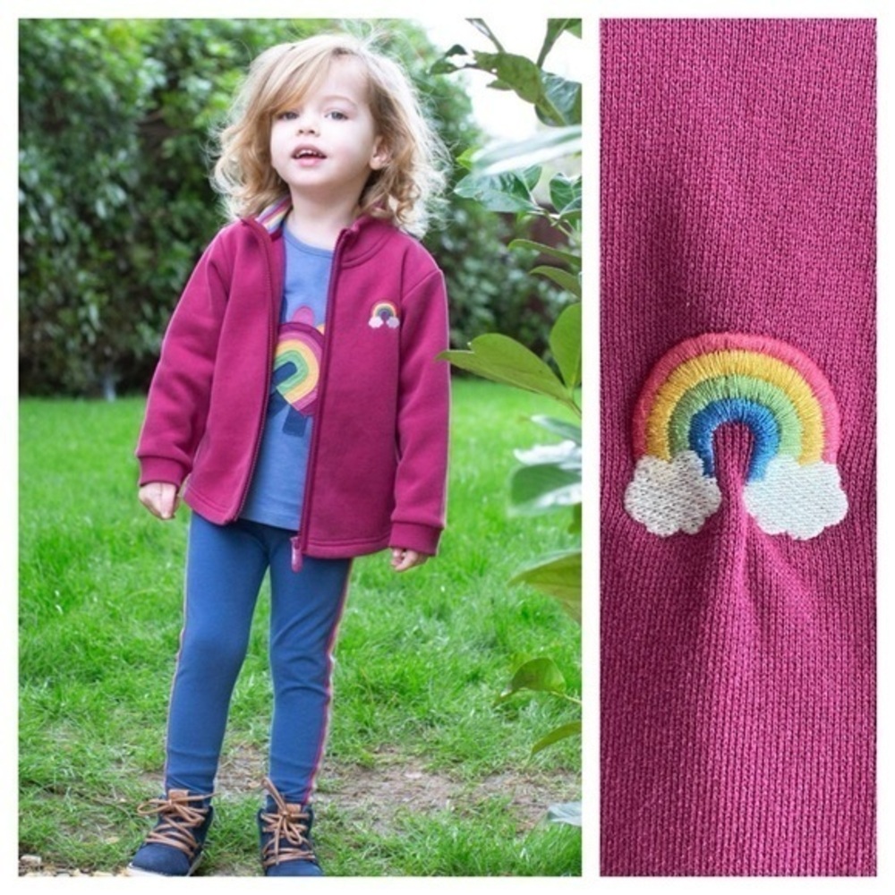Kite Pink Rainbow Embroidered Swanage Zippy Jacket 4t